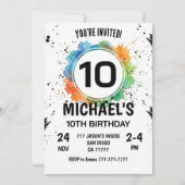 Watercolor Splash Boy 10th Birthday Kaart (Voorkant)