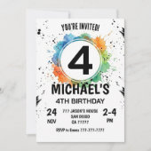 Watercolor Splash Boy 4th Birthday Kaart (Voorkant)