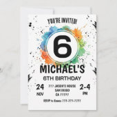 Watercolor Splash Boy 6th Birthday Kaart (Voorkant)