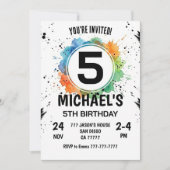 Watercolor Splash Jongen 5e Verjaardag Kaart (Voorkant)