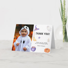 Watercolor spook kinderen Eerste verjaardagsfeestj Bedankkaart