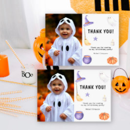 Watercolor spookkinderen Eerste verjaardagsfeestje Bedankkaart