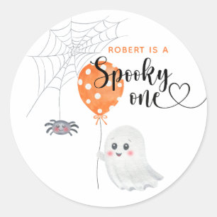Watercolor Spooky Eén 1e Verjaardag Ronde Sticker