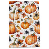 Watercolor Spooky Pumpkin & Spider Pattern Medium Cadeauzakje (Voorkant)