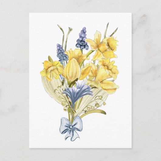 Watercolor Spring Bouquet with Yellow Daffodils Briefkaart (Voorkant)