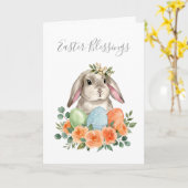Watercolor Spring Floral Bunny Easter Eggs Kaart (Gele Bloem)