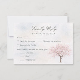 Watercolor Spring Tree Wedding RSVP Card Kaartje