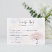 Watercolor Spring Tree Wedding RSVP Card Kaartje (Staand voorkant)