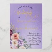 Watercolor Spring Wildflowers - Blue Lilac Folie Uitnodiging (Voorkant)