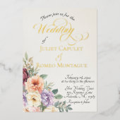 Watercolor Spring Wildflowers - Ivory Folie Uitnodiging (Voorkant)