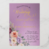 Watercolor Spring Wildflowers - Lavender Folie Uitnodiging (Voorkant)