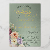 Watercolor Spring Wildflowers - Sage Folie Uitnodiging (Voorkant)