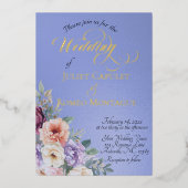 Watercolor Spring Wildflowers - Sky Blue Folie Uitnodiging (Voorkant)