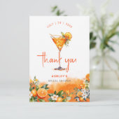 Watercolor Spritz Sinaasappel Bloemen Bruidsdiner Bedankkaart (Staand voorkant)