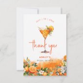 Watercolor Spuit Oranje Bloemen Bruidsdiner Bedankkaart (Voorkant)