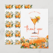 Watercolor Spuit Oranje Bloemen Bruidsdiner Bedankkaart (Voorkant / Achterkant)