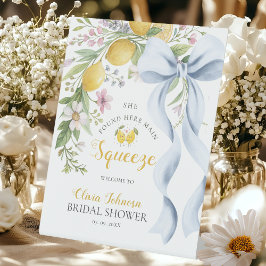 Watercolor Squeeze Lemon Bruiloftsborrel Welkom Reclamebord Met Voetstuk