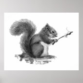 Watercolor Squirrel Toasting Marshmallow Animal  Poster (Voorkant)