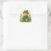 Watercolor St. Patrick's Day Knuffelbeer Vierkante Sticker (Tas)