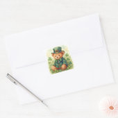 Watercolor St. Patrick's Day Knuffelbeer Vierkante Sticker (Envelop)