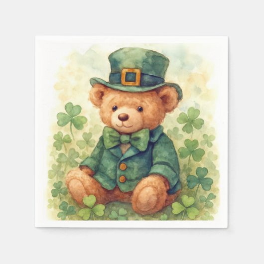 Watercolor St. Patrick's Day Teddibeer Servet (Voorkant)
