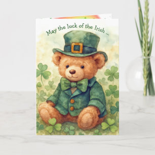 Watercolor St. Patrick's Day Teddybeer Kaart