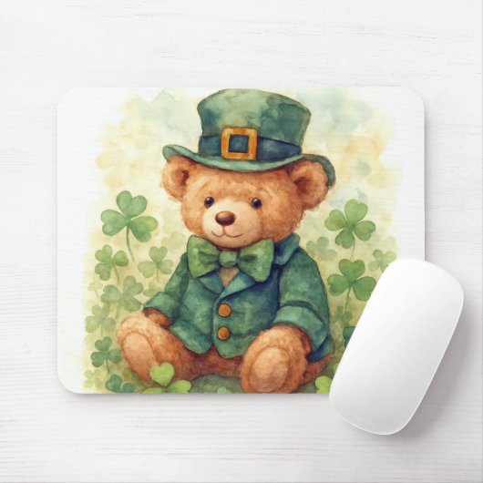 Watercolor St. Patrick's Day Teddybeer Muismat (Met muis)
