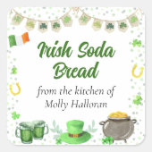 Watercolor St. Patricks vanuit de keuken van Vierkante Sticker (Voorkant)