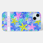 Watercolor Starfish Monogrammed Case-Mate iPhone Case (Achterkant (horizontaal))
