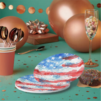 Watercolor Stars and Stripes Vlag Patriottisch  Papieren Bordje