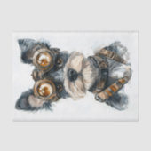 Watercolor Steampunk Schnauzer Hond CC8 Decoupage Tissuepapier (Voorkant)