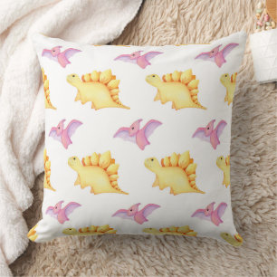Watercolor Stegosaurus & Pterodactyl Patroon Kussen