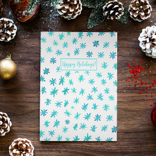 Watercolor sterren - turquoise feestdagenkaart