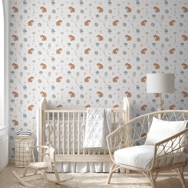 Watercolor Stier Zodiac Babykamer Behang (Kinderen)