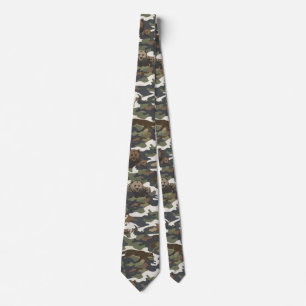 Watercolor stijl camouflage met dieren stropdas