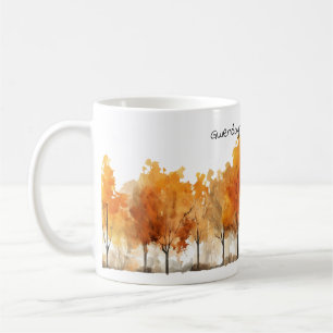 Watercolor stijl herfstbomen sereniteit koffiemok