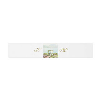 Watercolor stijl Monogram Uitnodiging Buikband Uitnodigingen Wikkel