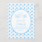 Watercolor Stippen Eerste Verjaardagsfeestje Blauw Briefkaart (Voorkant)