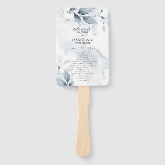 Watercolor Stofblauwe Gebladerte Program Handwaaie Handwaaier (Voorkant)