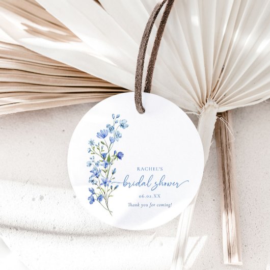 Watercolor Stofblauwe Wilde Bloem Bruiloft Feest  Bedankjes Labels