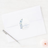 Watercolor Stofblauwe Wilde Bloem Bruiloft  Ronde Sticker (Envelop)