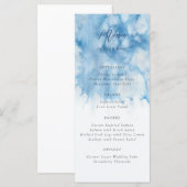 Watercolor Stofblauwe Winter Bruiloftsmenu Menu (Voorkant / Achterkant)