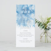 Watercolor Stofblauwe Winter Bruiloftsmenu Menu (Staand voorkant)