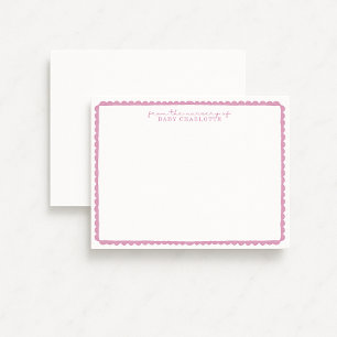 Watercolor stoffige roze geschulpte babyzal kaart