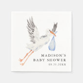 Watercolor Stork Blue Boy Baby Shower Servet (Voorkant)