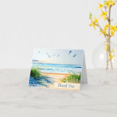 Watercolor strand aanpasbaar kaart (Gele Bloem)