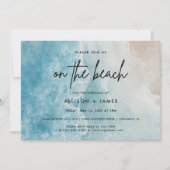 Watercolor Strand Bestemming Trouwen Kaart (Voorkant)
