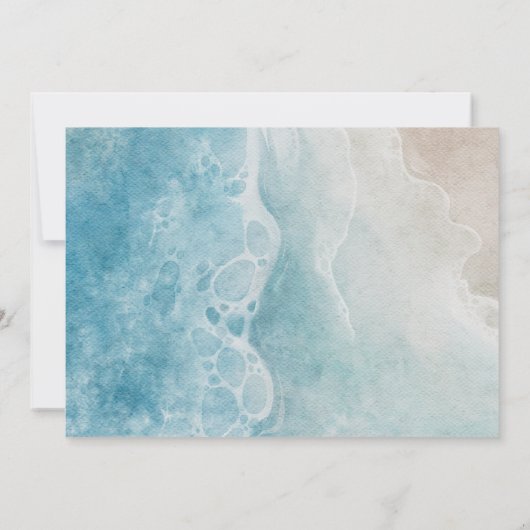 Watercolor Strand Bestemming Trouwen Kaart (Achterkant)