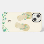 Watercolor Strand Botanische Teenslippers iPhone Hoesje (Achterkant horizontaal)