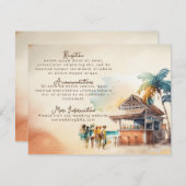 Watercolor Strand Bruiloft Enclosure Informatiekaartje (Voorkant / Achterkant)